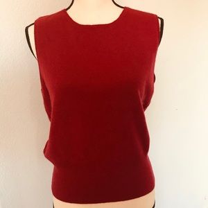 NWOT Ann Taylor 💯 Cashmere Sweater Vest-Red sz L